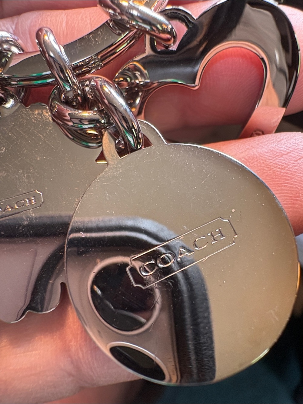 Coach Pink Heart & Purple Daisy Key Ring - Picture 3 of 5